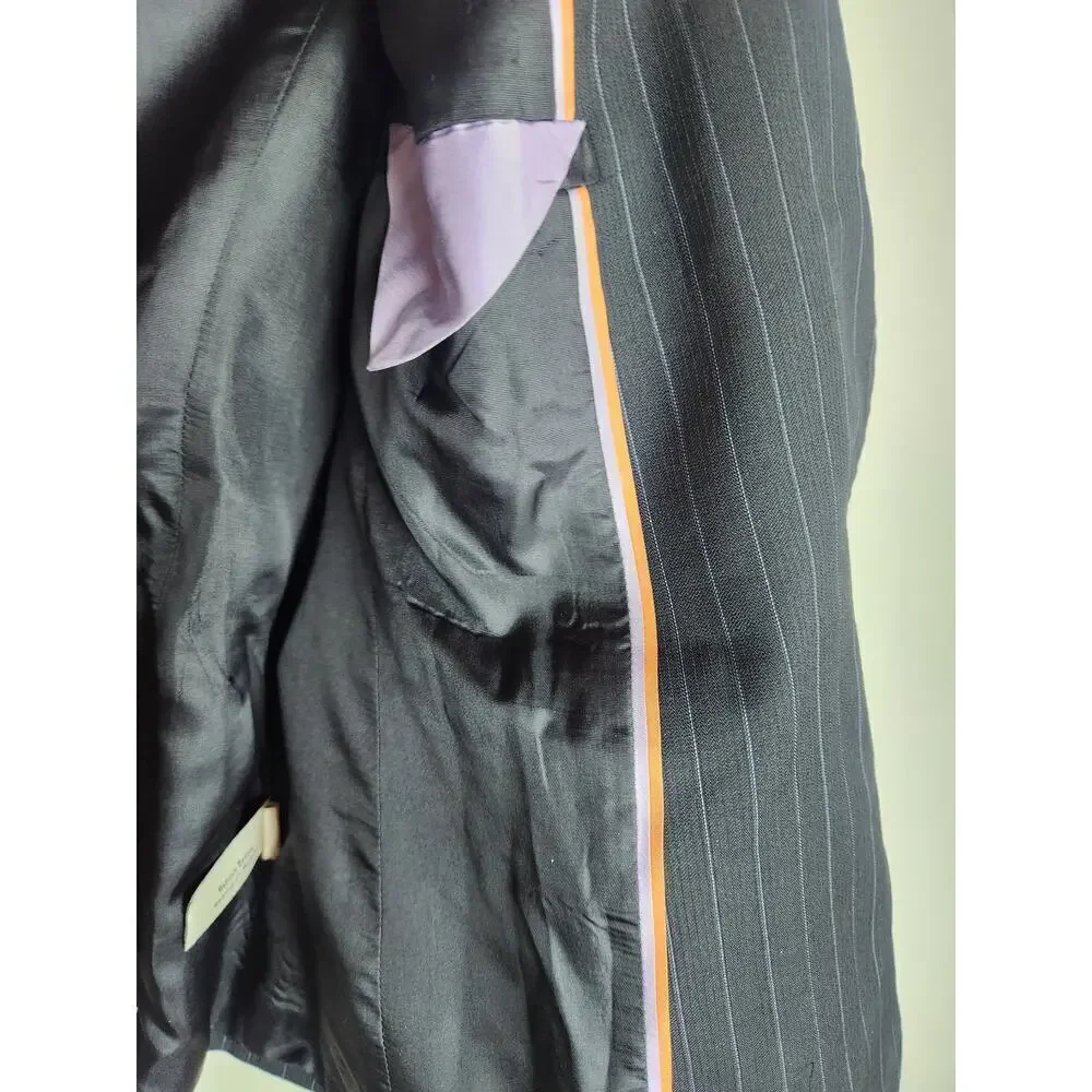 J Crew Vtg womens wool Blazer sz 8 navy pinstripe 1 button academic old money - Picture 4 of 10